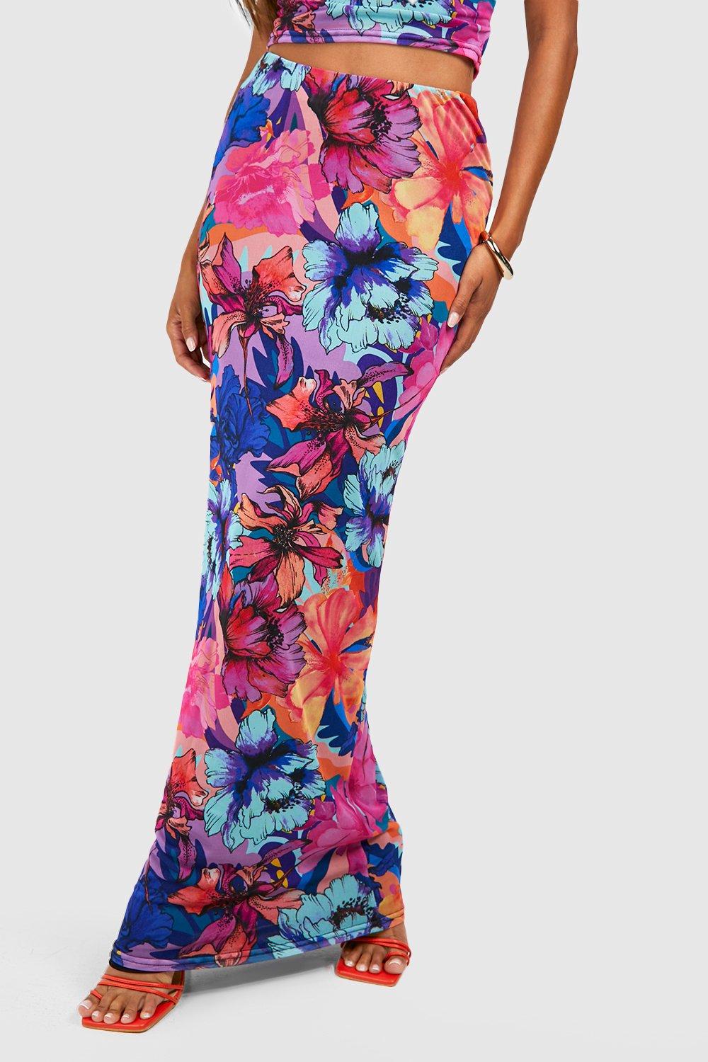 High waisted floral deals maxi skirt