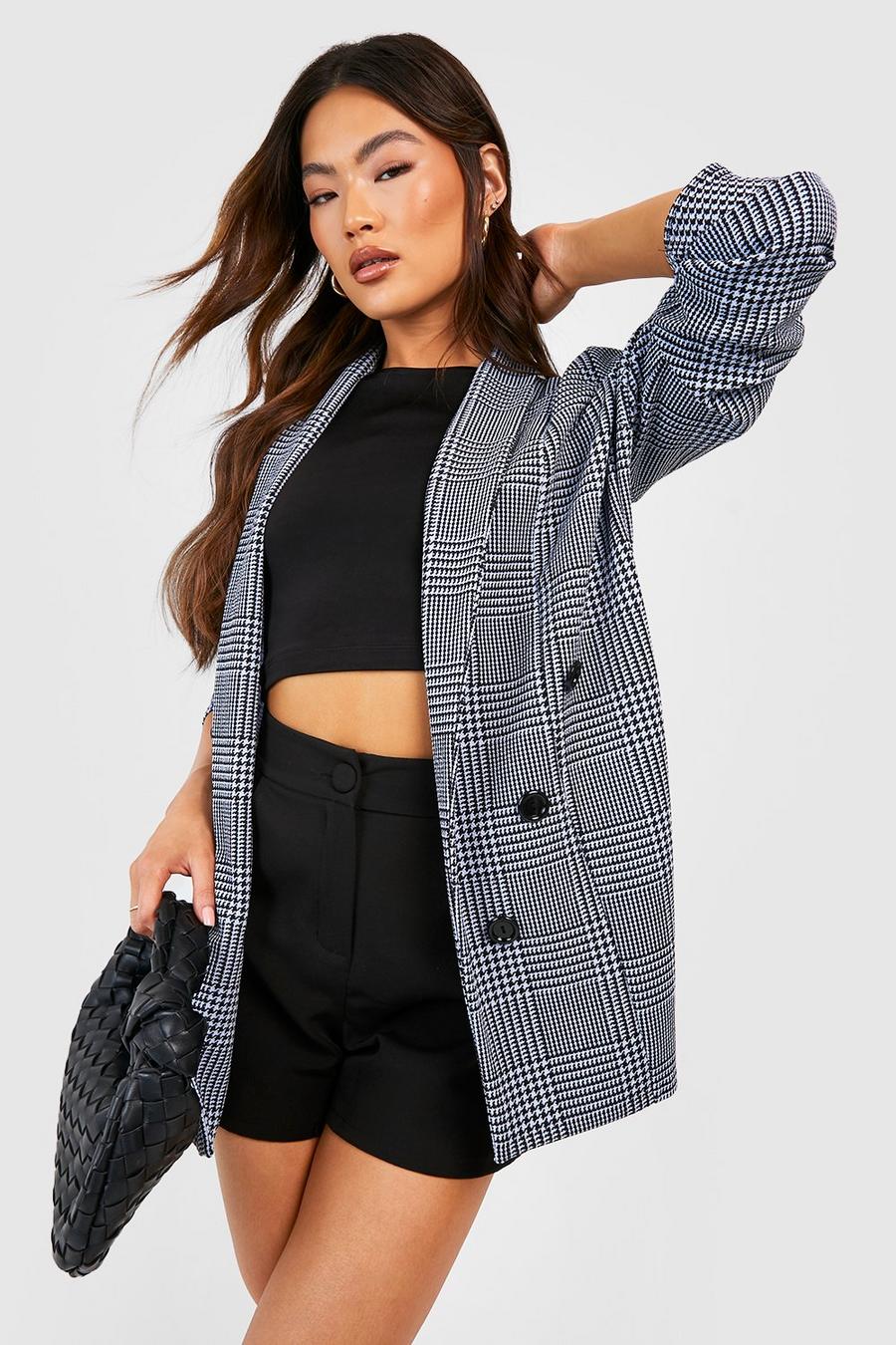 Powder blue Basic Pastel Jersey Check Relaxed Fit Blazer
