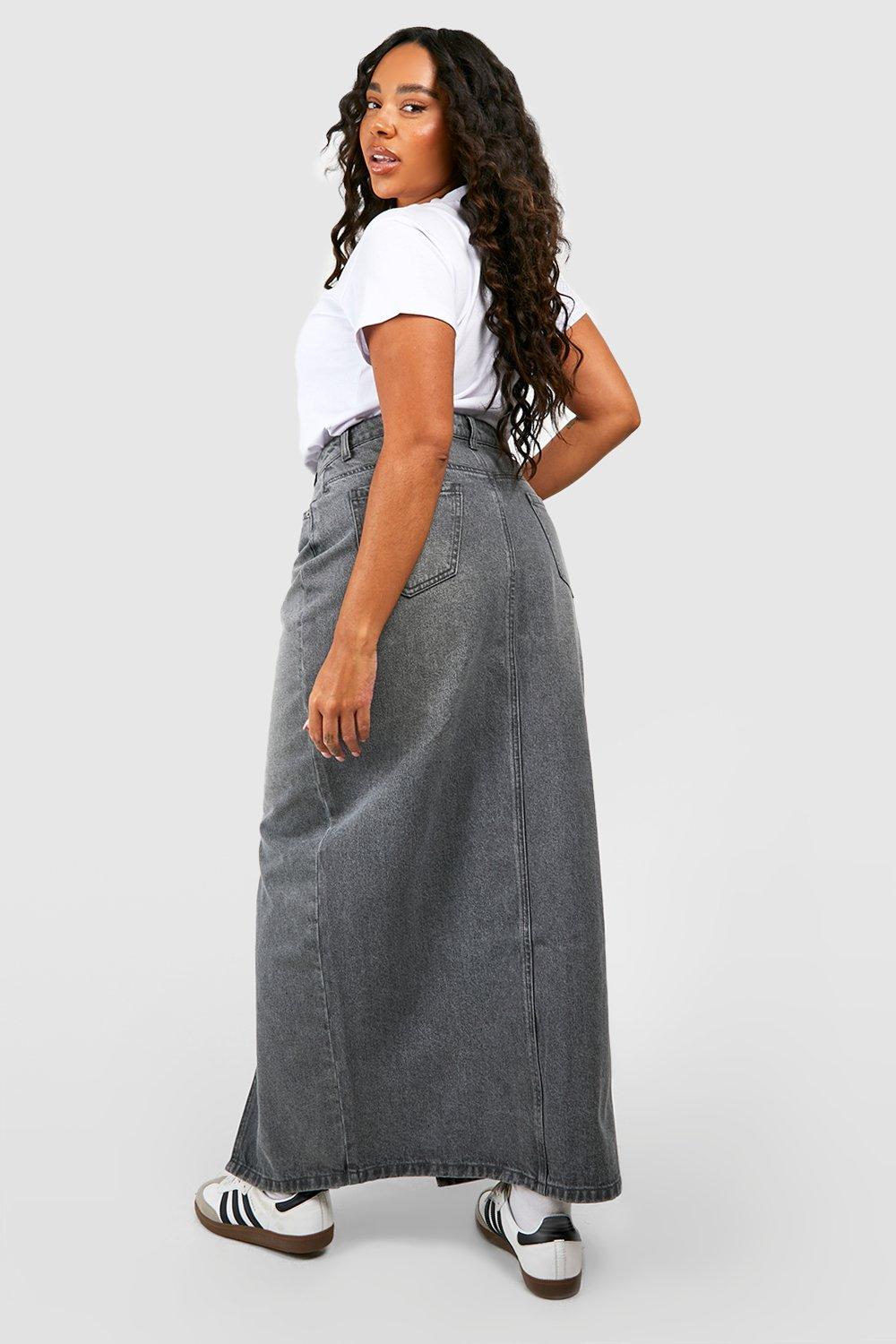 women's plus size maxi skirts gray