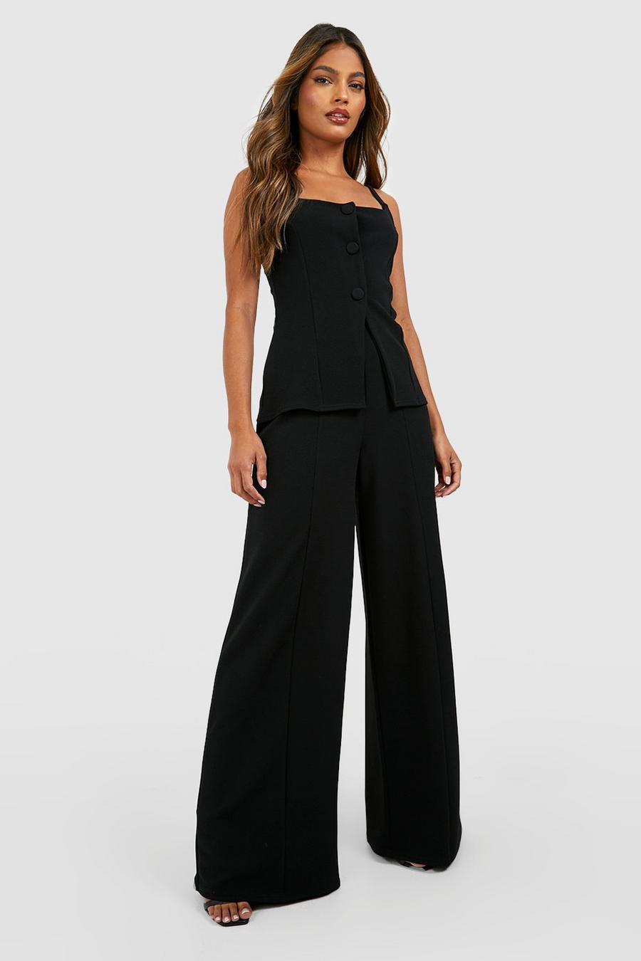 Black Jersey Crepe Wide Leg Trousers  image number 1