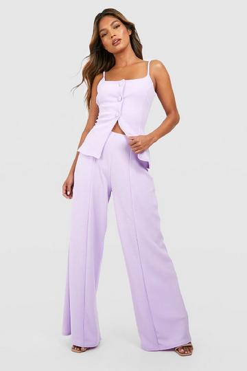 Lilac Purple Jersey Crepe Wide Leg Trousers