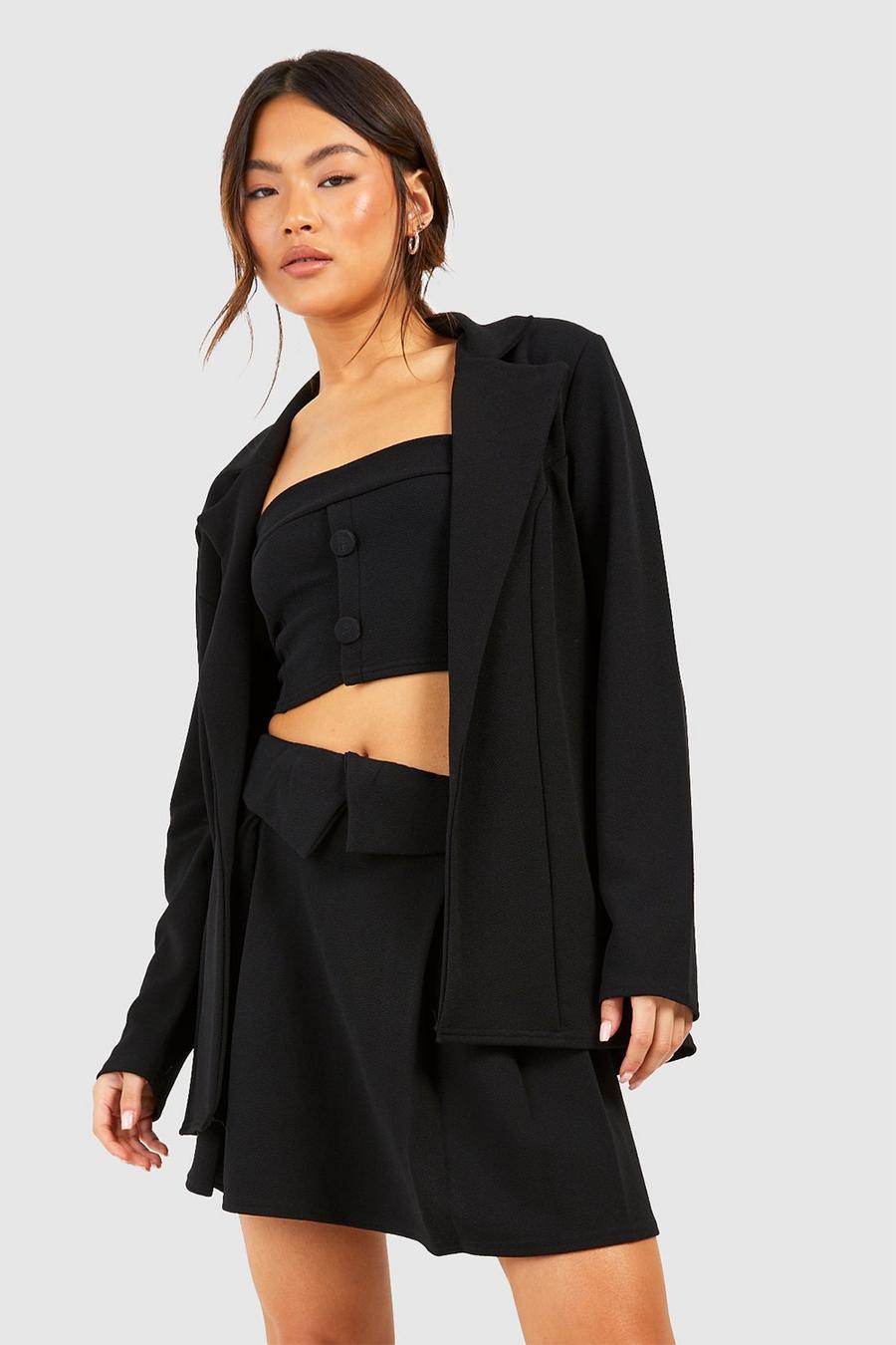 Black Jersey Crepe Relaxed Fit Blazer