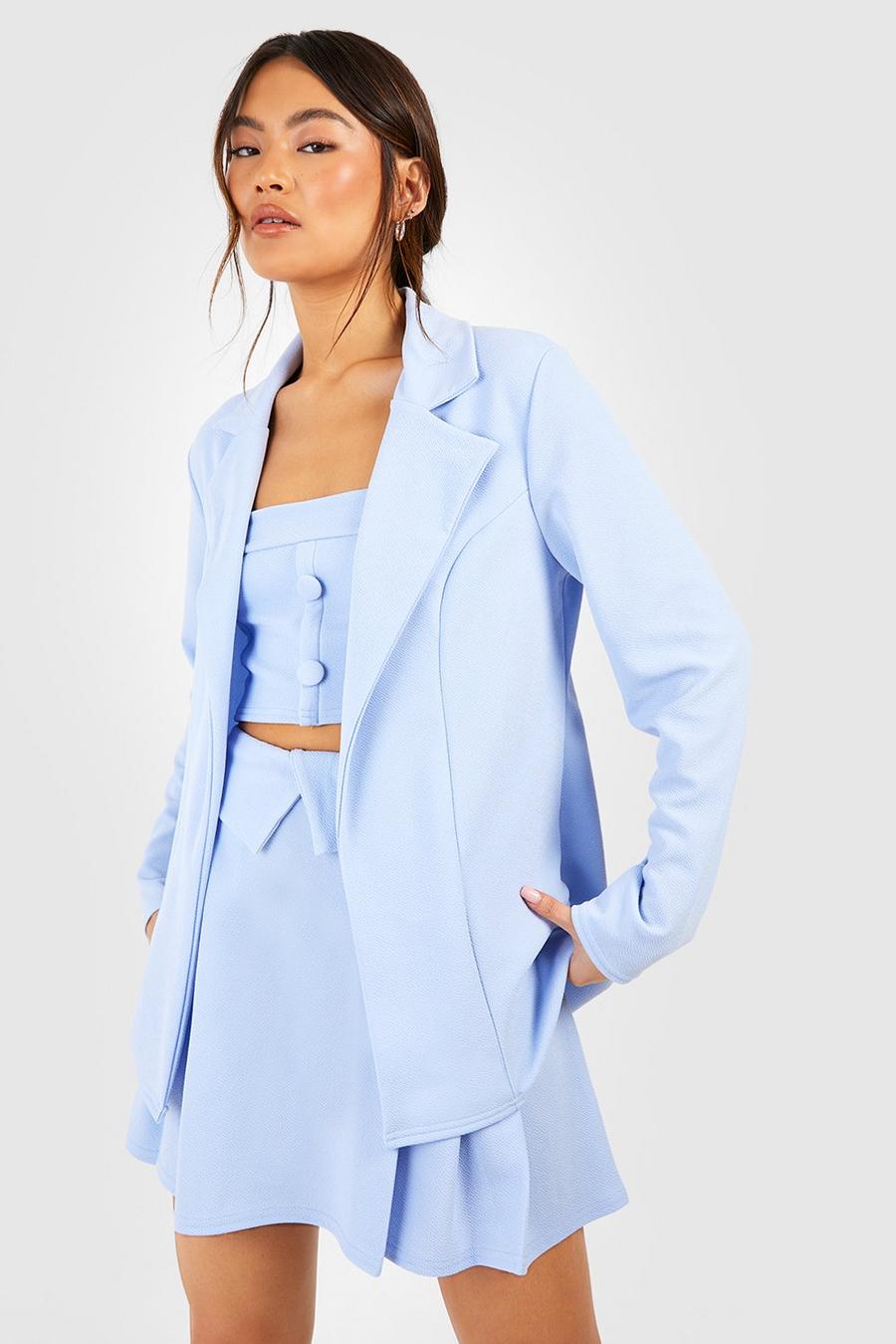 Powder blue Jersey Crepe Relaxed Fit Blazer