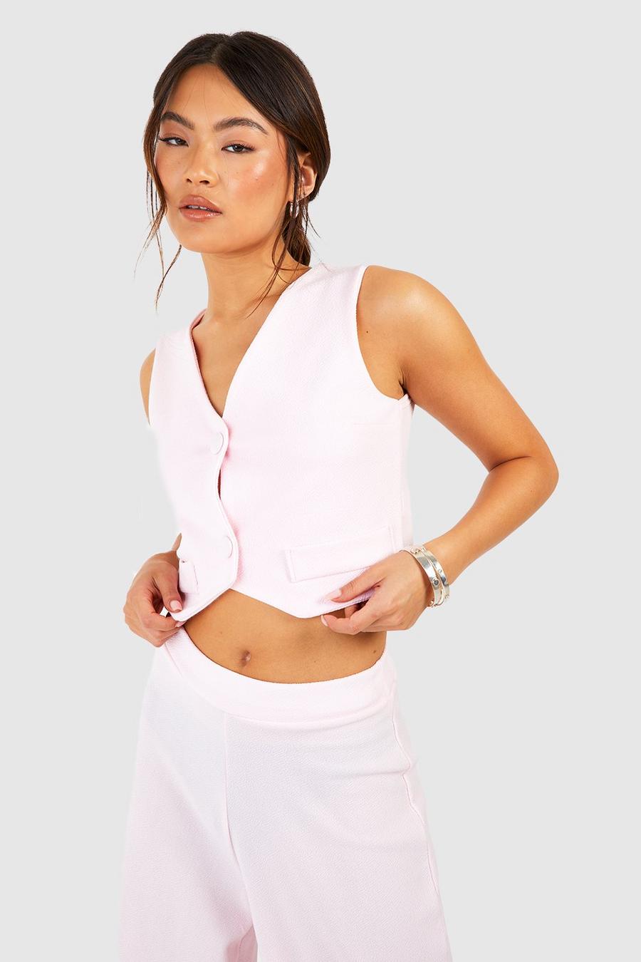 Baby pink Jersey Knit Crepe Fitted Vest image number 1