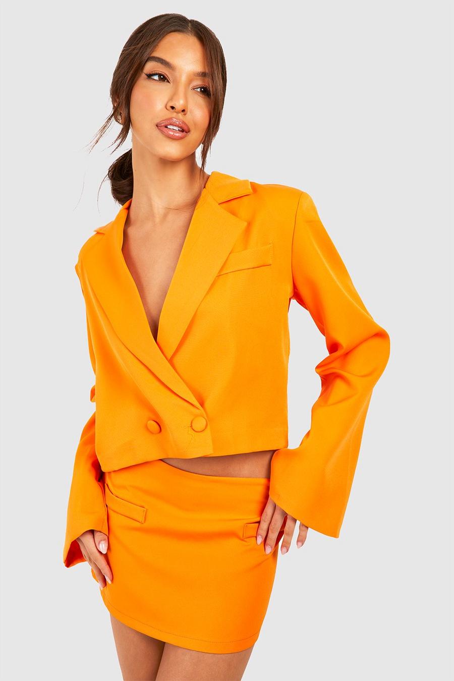Orange Low Rise Micro Mini Tailored Skirt