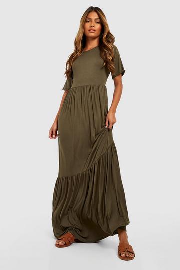 Tiered Smock Maxi Dress khaki