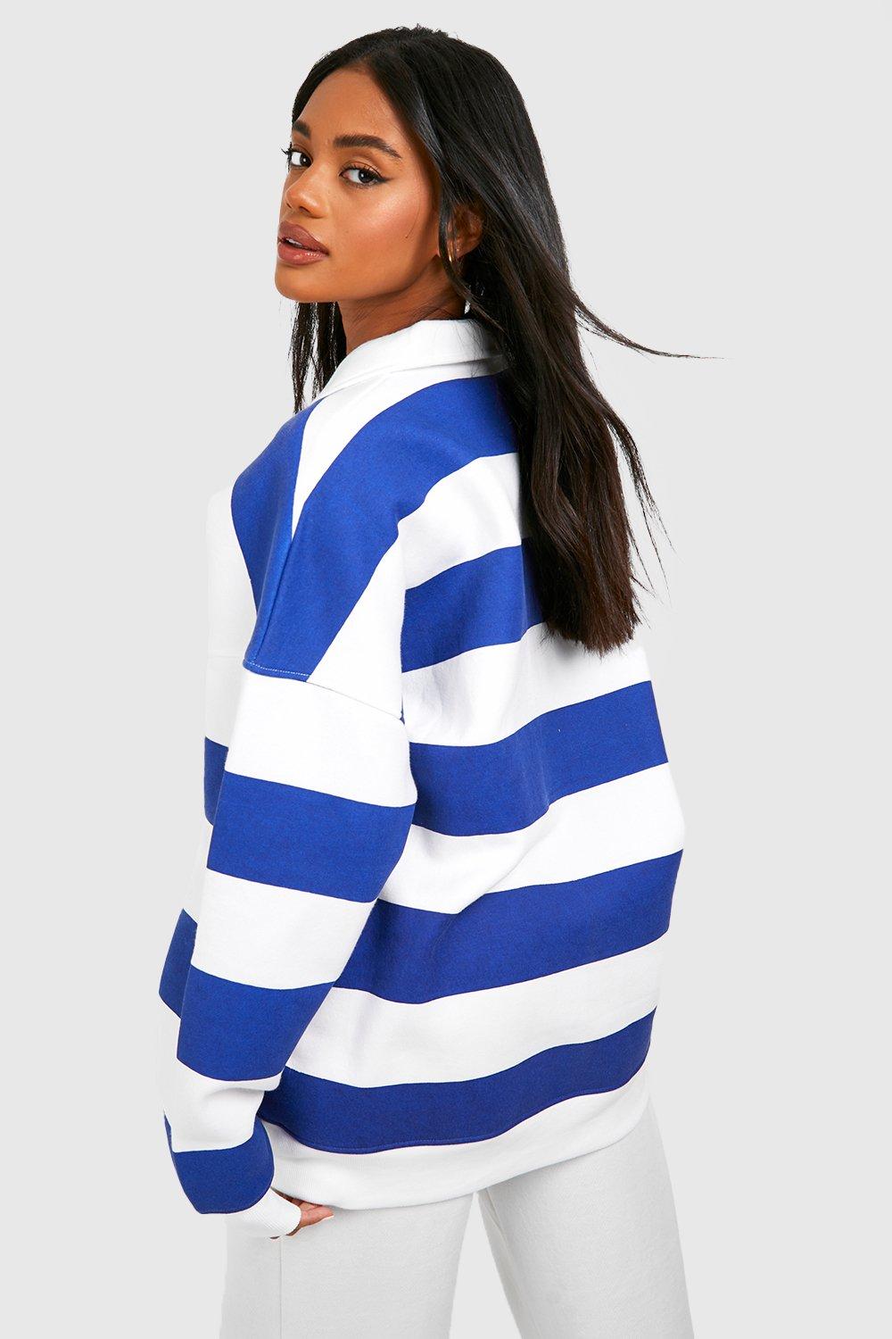 Women s Colour Block Collared Rugby Sweatshirt Boohoo UK