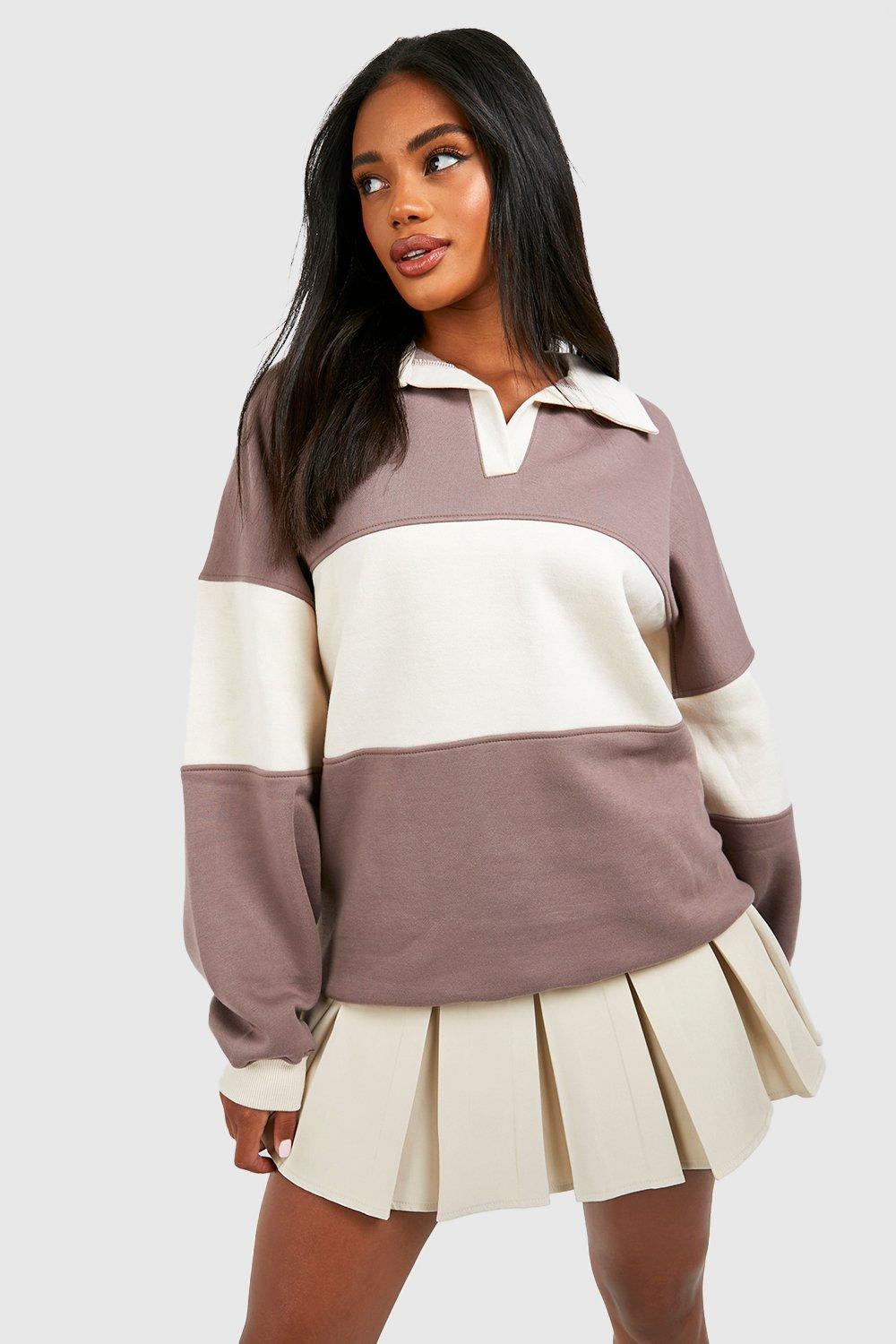 Striped collared outlet sweatshirt