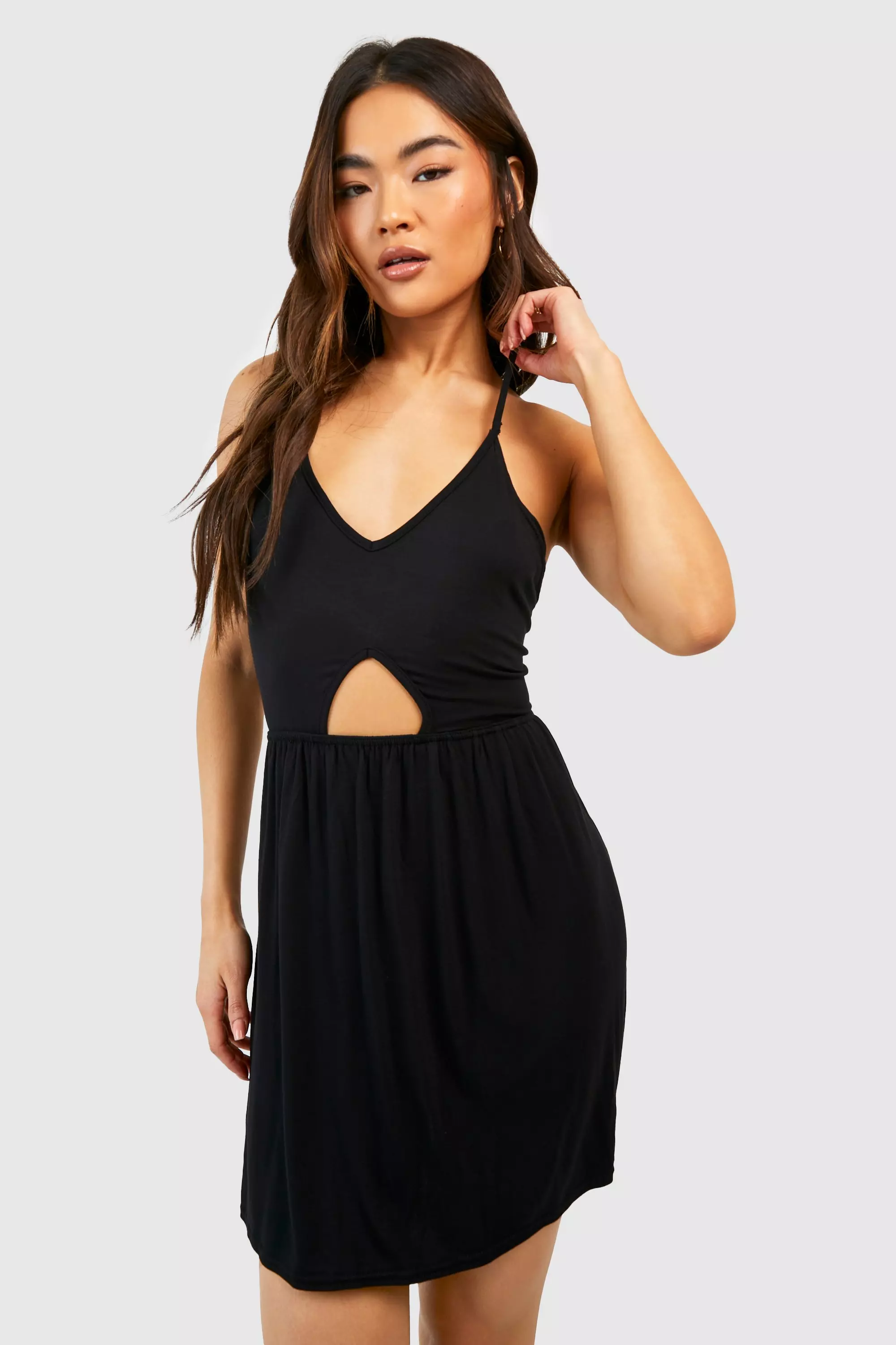 Black cut out skater dress best sale