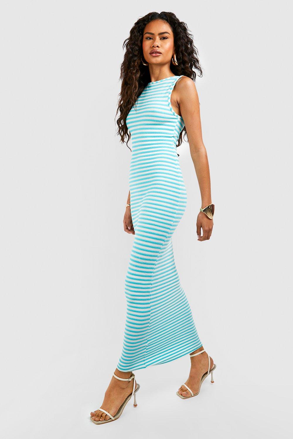 Boohoo striped 2024 maxi dress