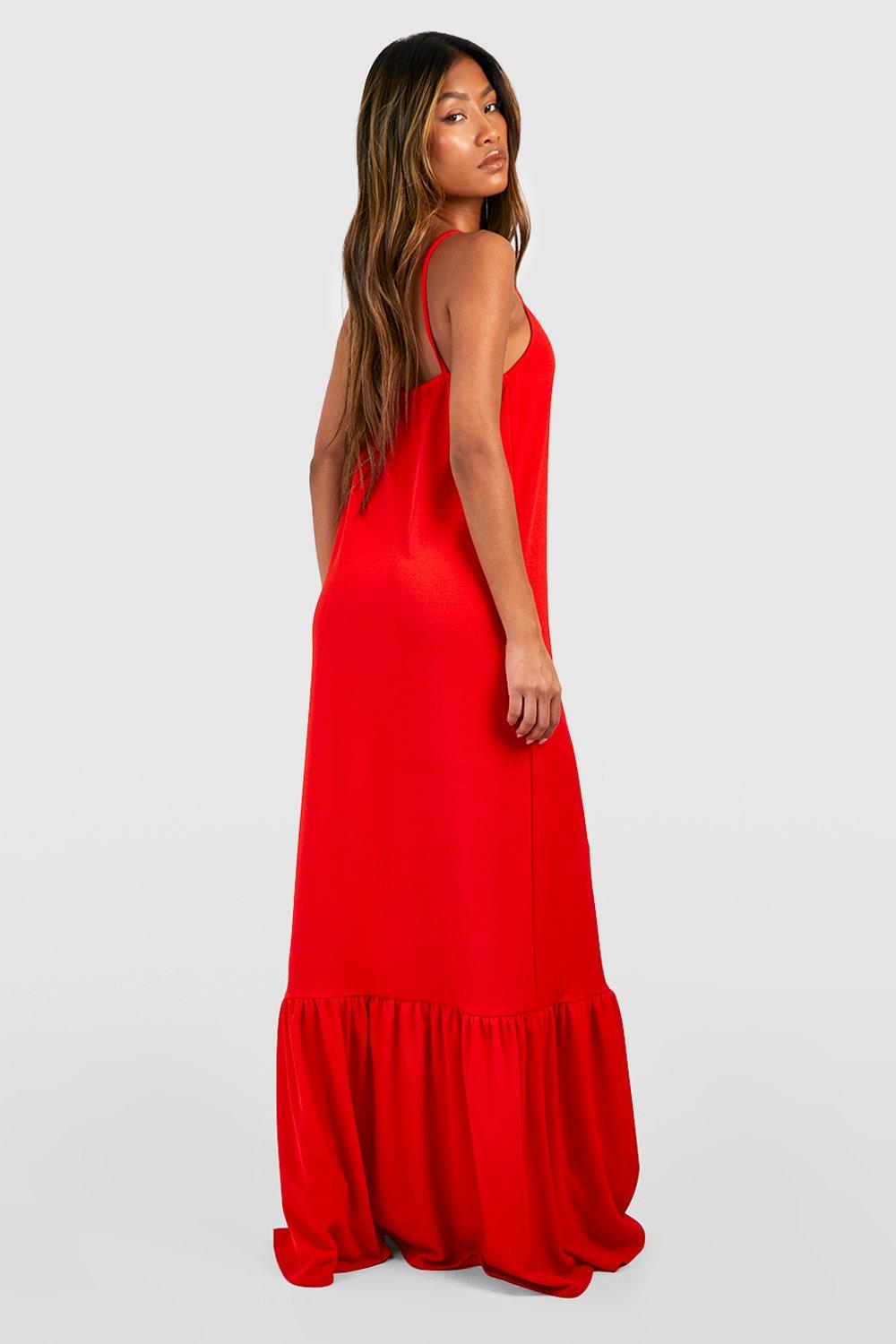 Strappy Ruffle Hem Maxi Dress boohoo DK