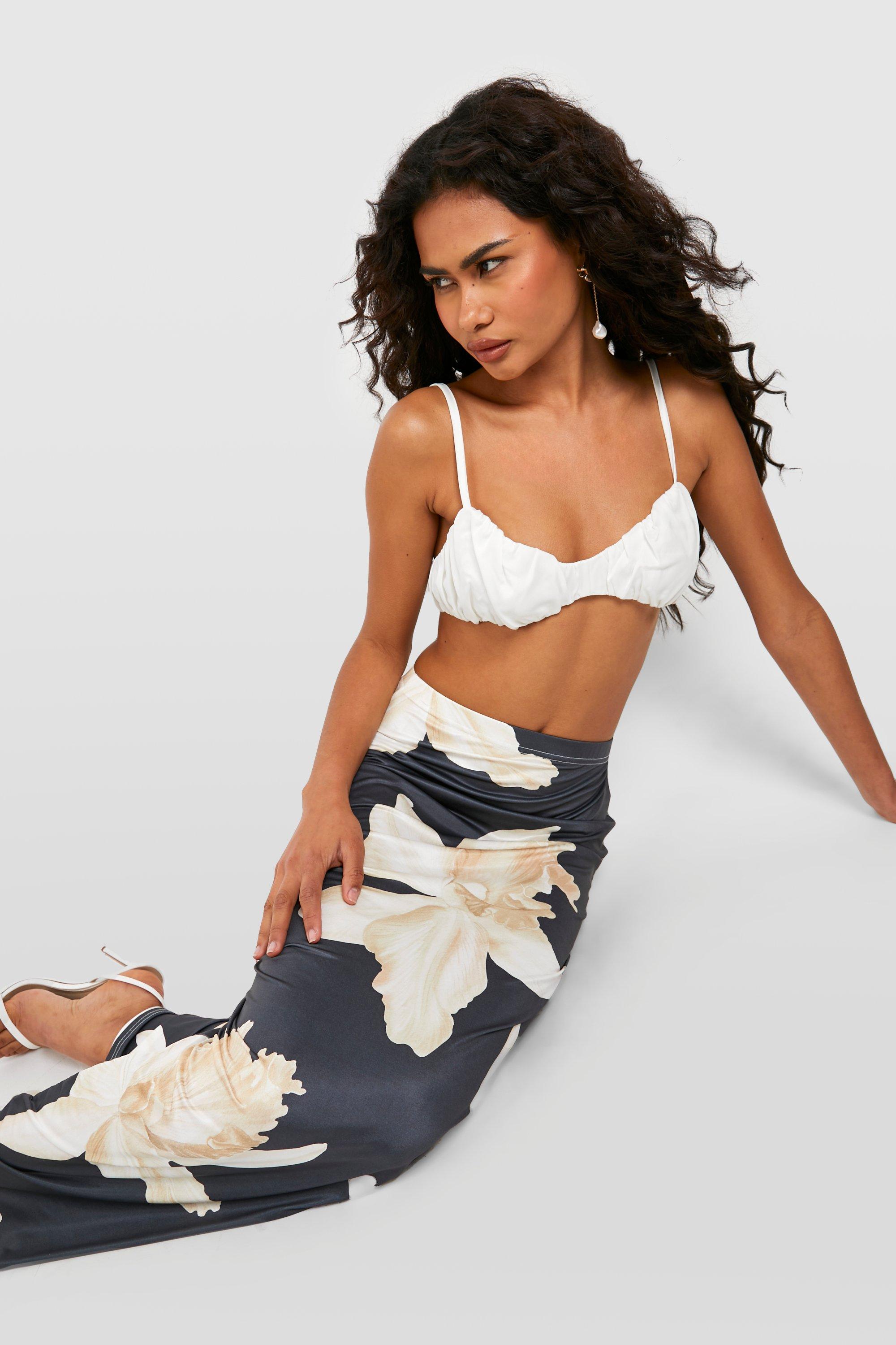 Floral skirt clearance boohoo