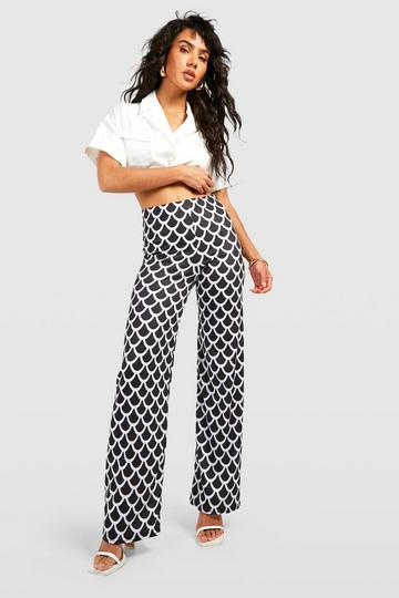 Geo Printed Wide Leg Trousers black