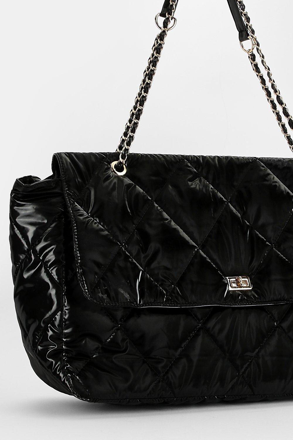 Large black quilted tote bag best sale