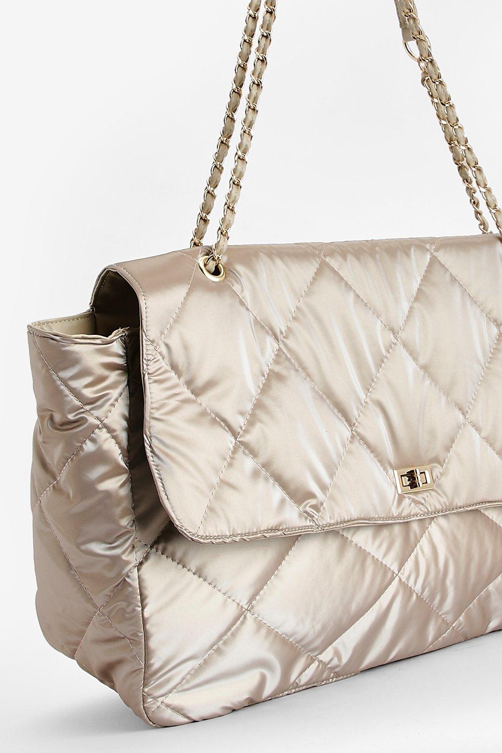 CHANEL Metallic Crackled Calfskin Quilted Medium Big Bang Hobo