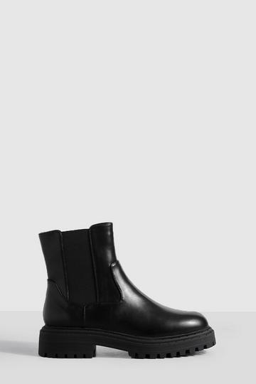 Wide Fit Double Panel Chelsea Boots black