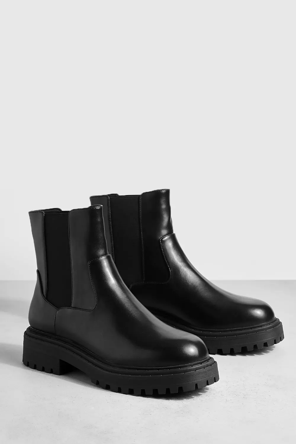 Black Wide Fit Double Panel Chelsea Boots صورة بديلة