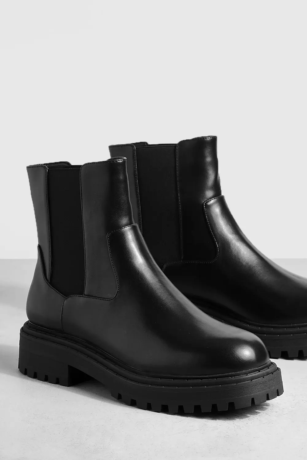 Black Wide Fit Double Panel Chelsea Boots صورة بديلة
