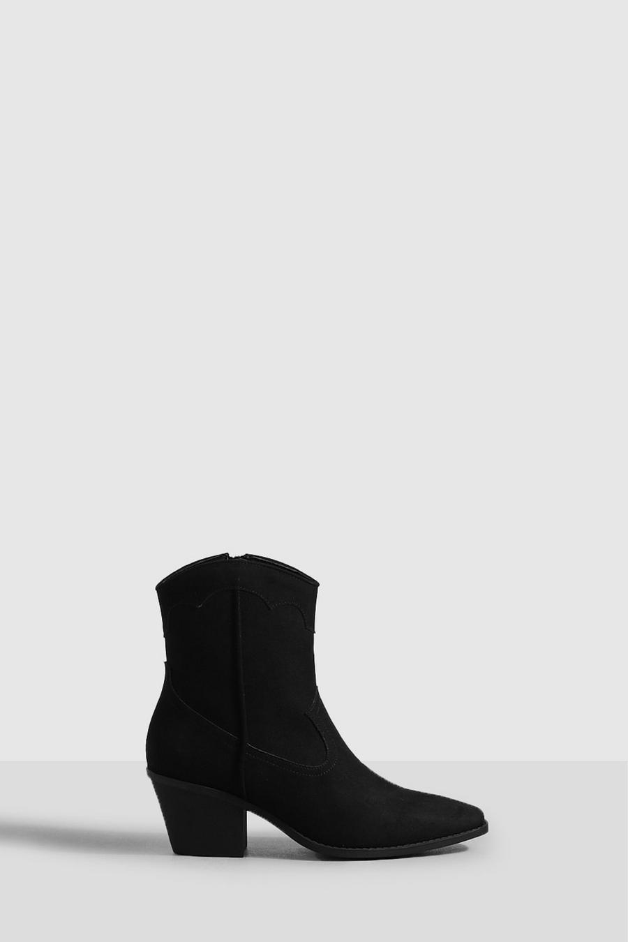 Black Cowboy Western Ankle Boots