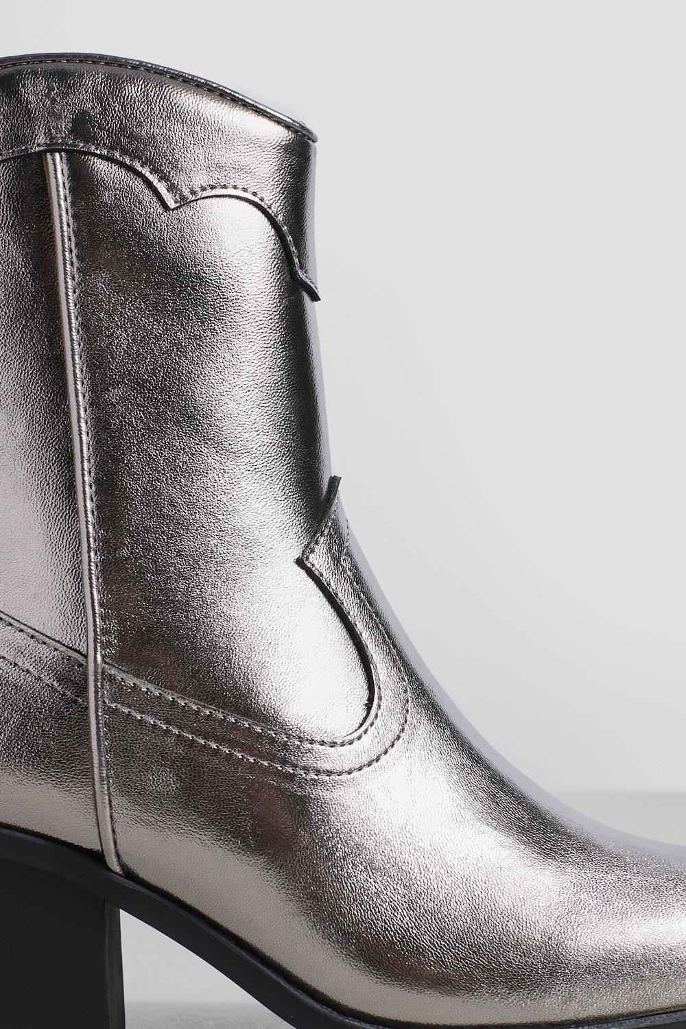 Pewter metallic booties sale