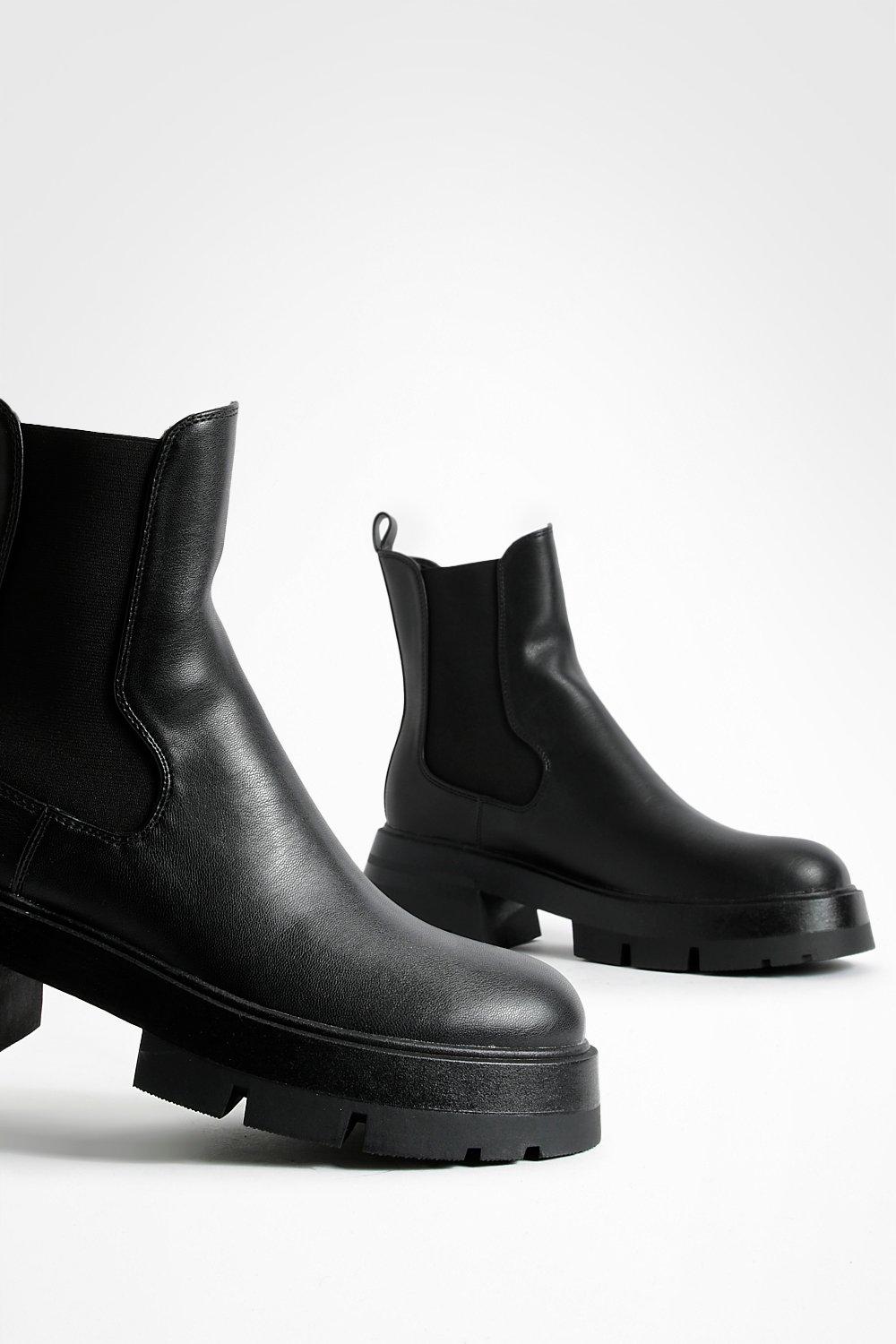 Cleated Sole Chunky Chelsea Boots