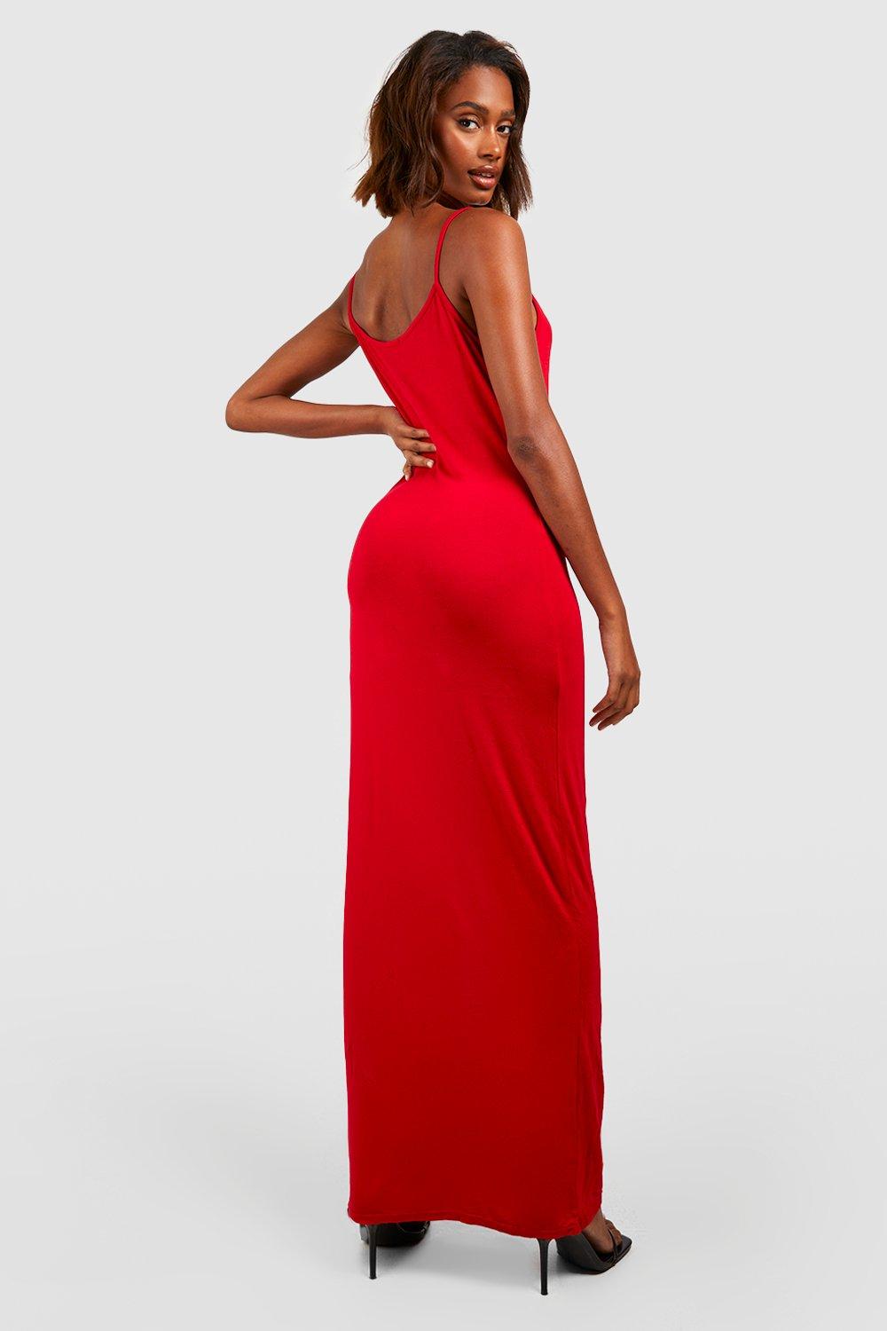 Red strappy cheap maxi dress