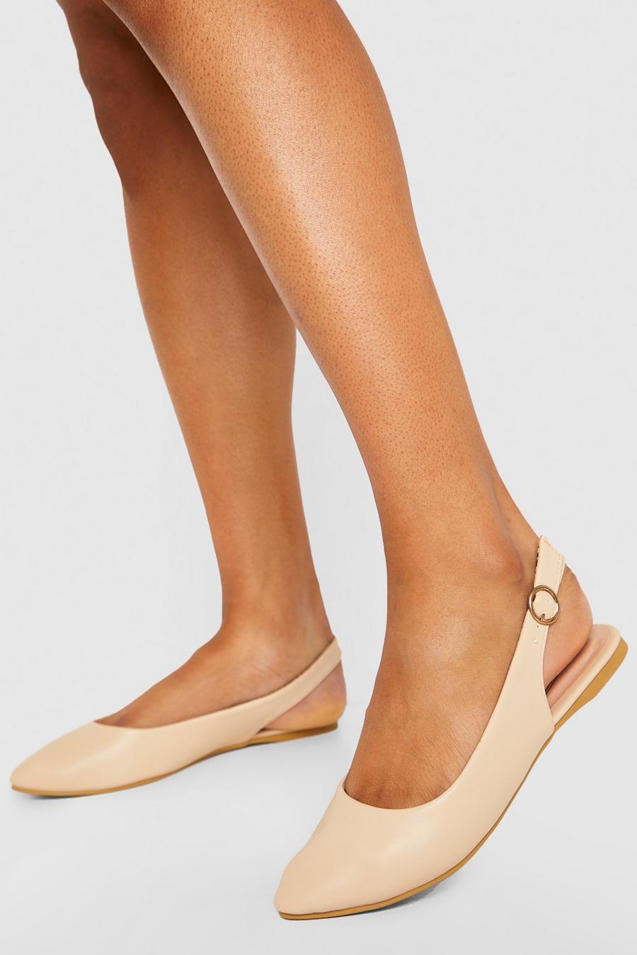 Cream Slingback Pointed Flats image number 1