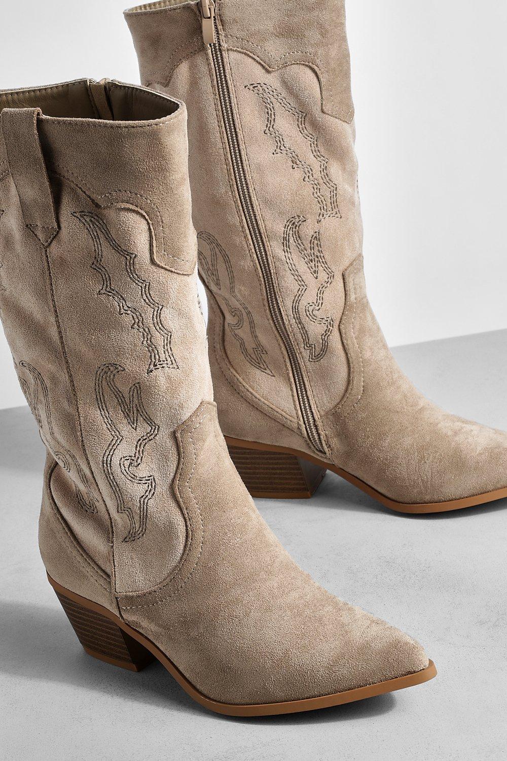 Boohoo cowboy boots on sale