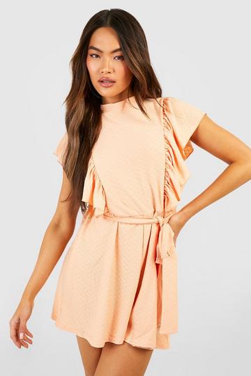 Textured Tie Romper peach