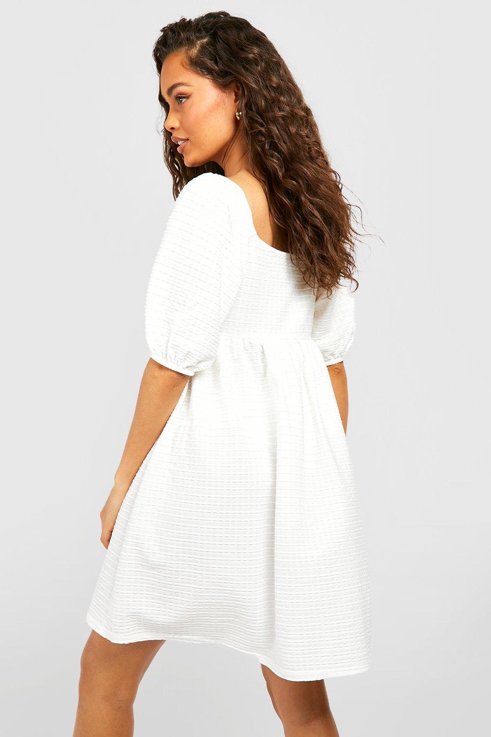 Textured Mini Smock Dress