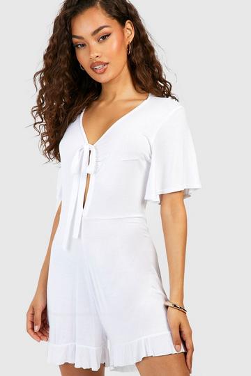 White Tie Front Romper