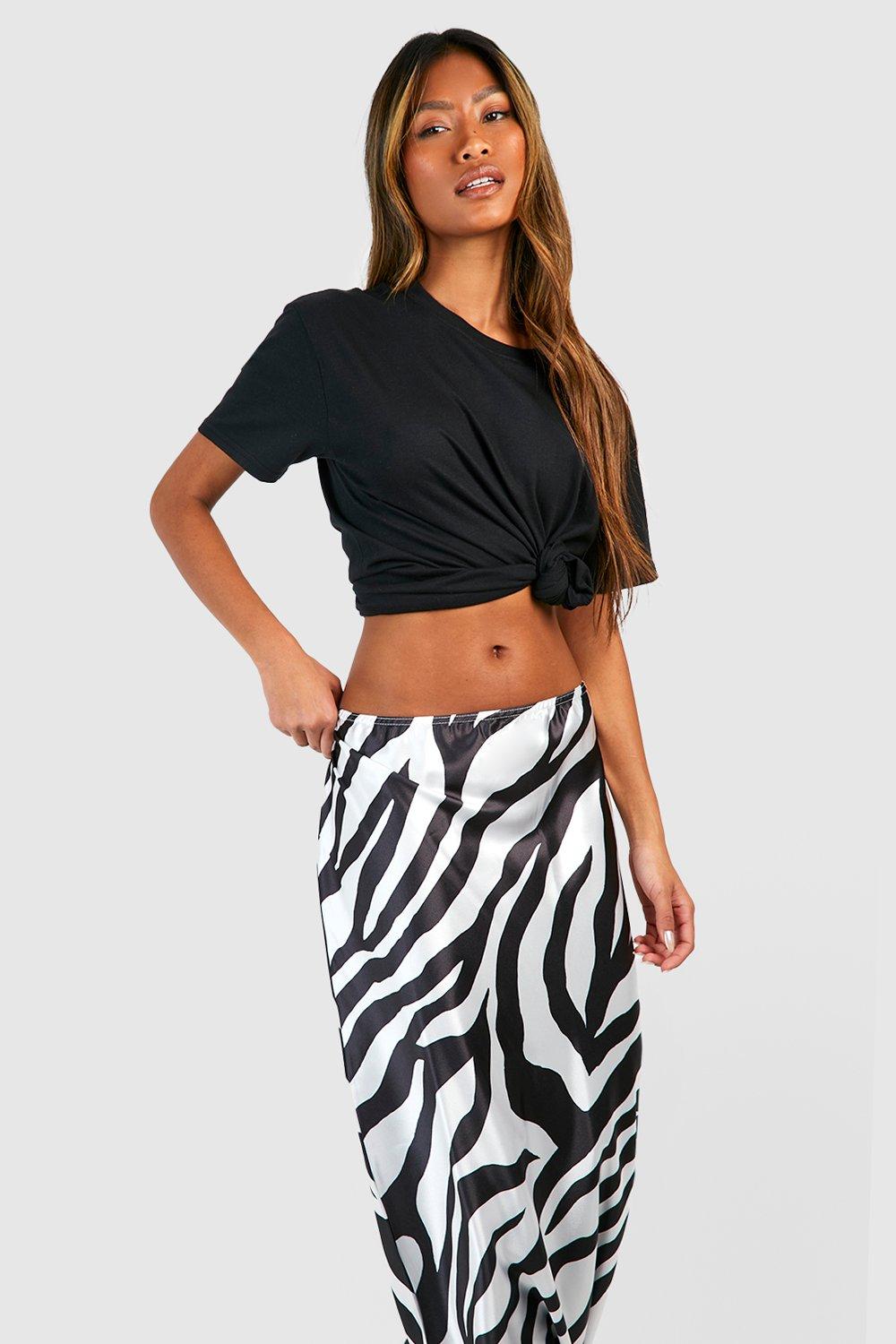 Zebra print skirt on sale boohoo