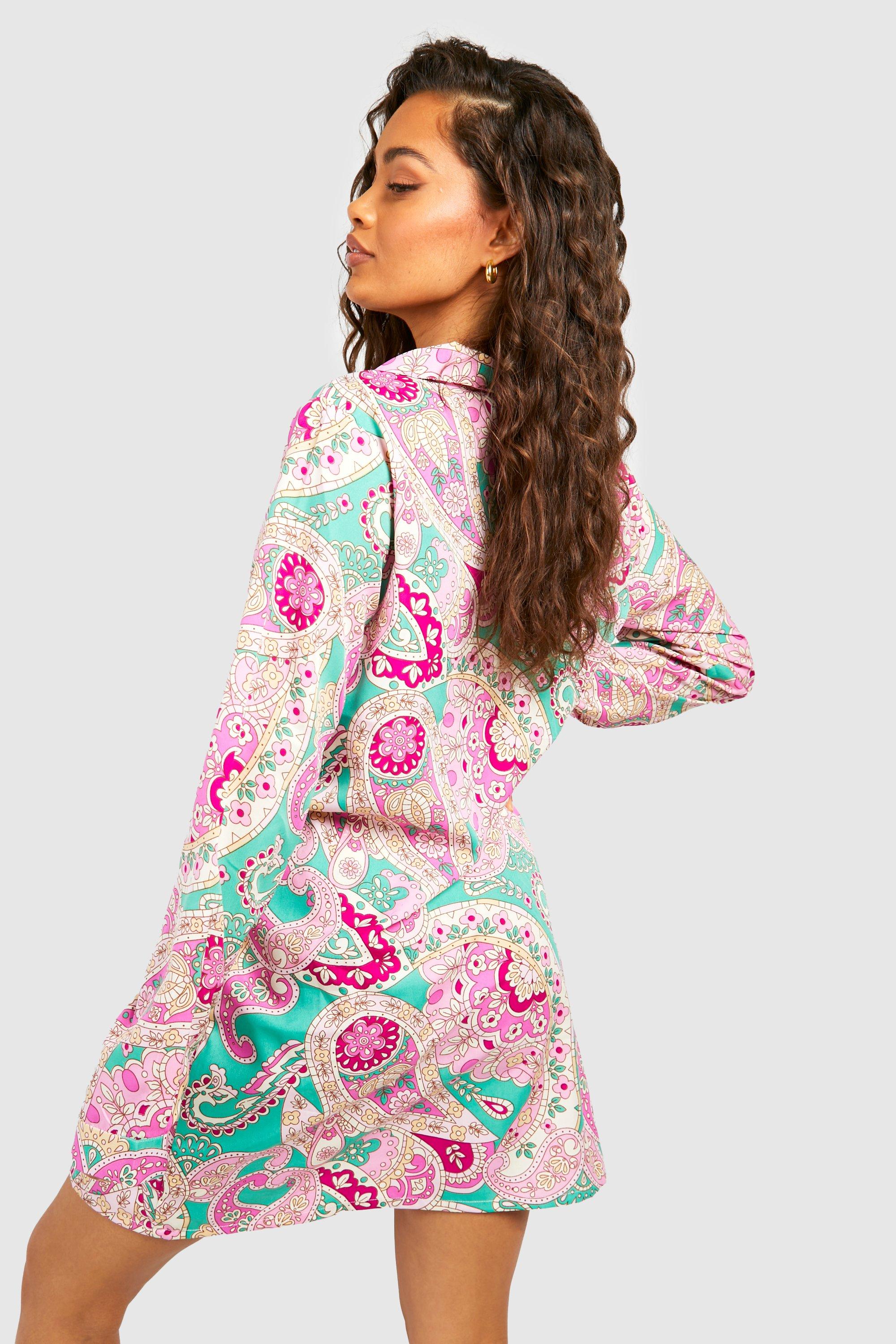 Paisley Print Shirt Dress boohoo USA