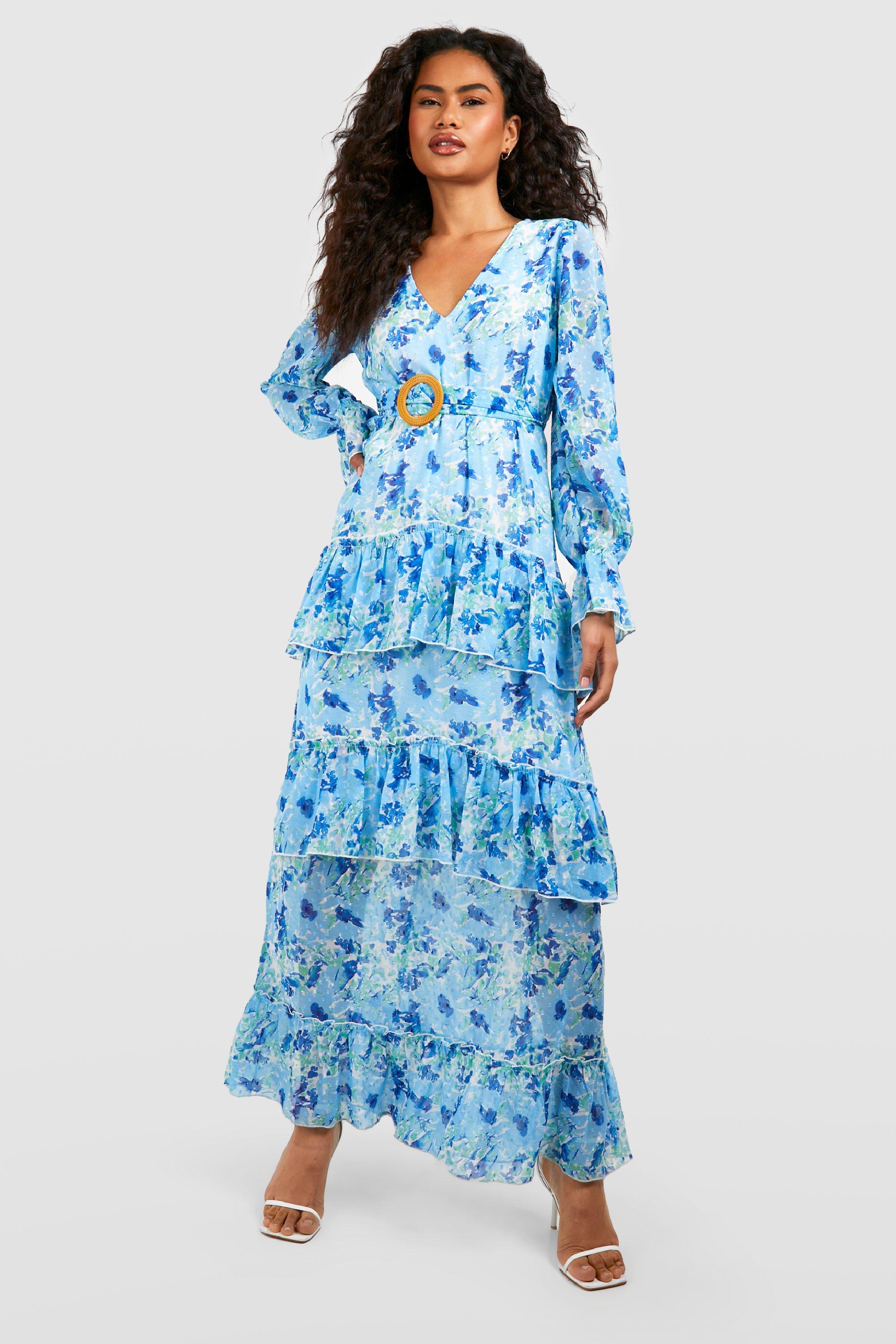 Tiered chiffon maxi dress sale