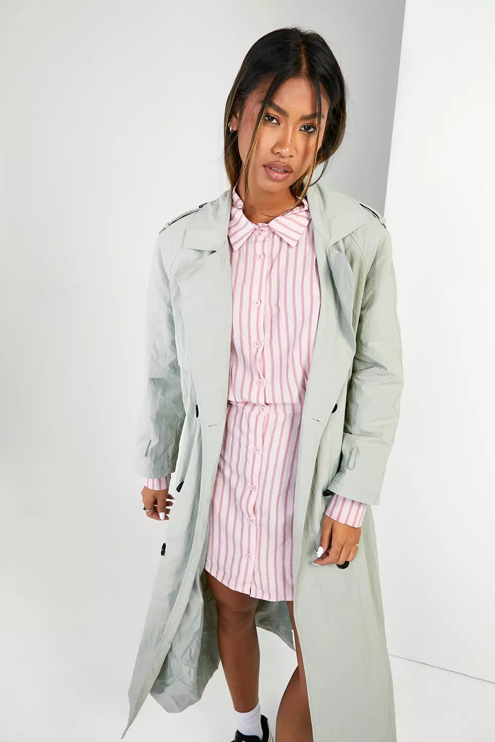 Light green trench coat sale