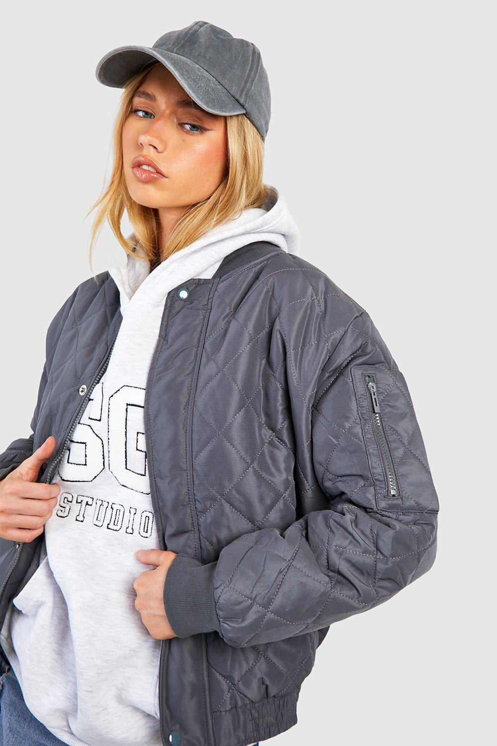 Grey bomber jacket outlet womens