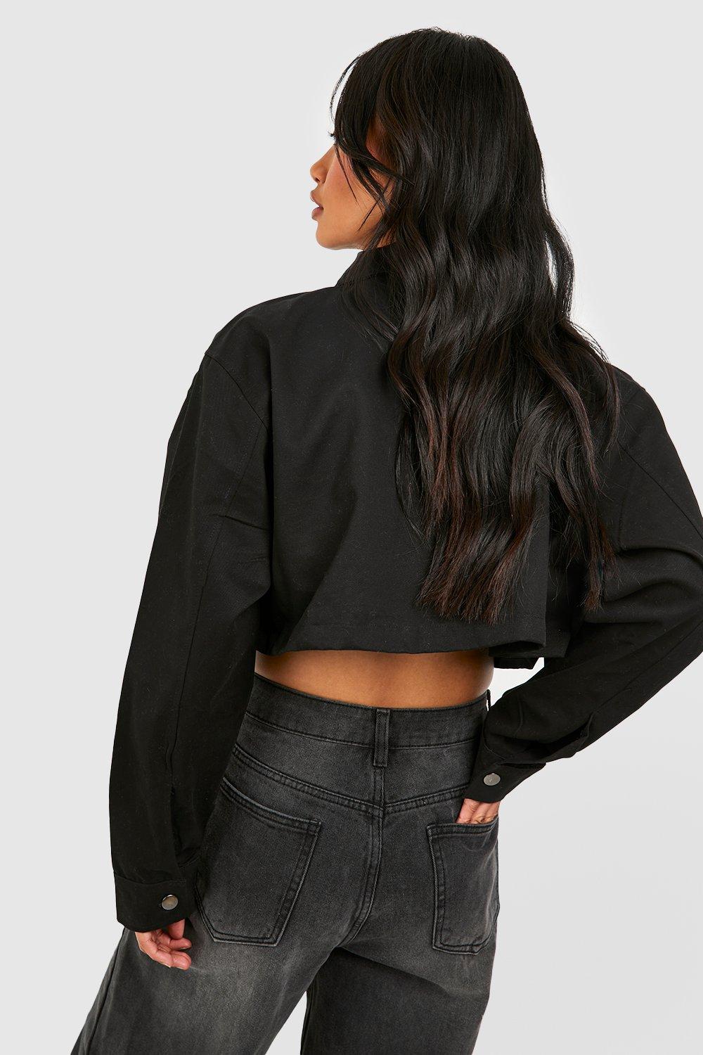 Cropped hot sale twill jacket