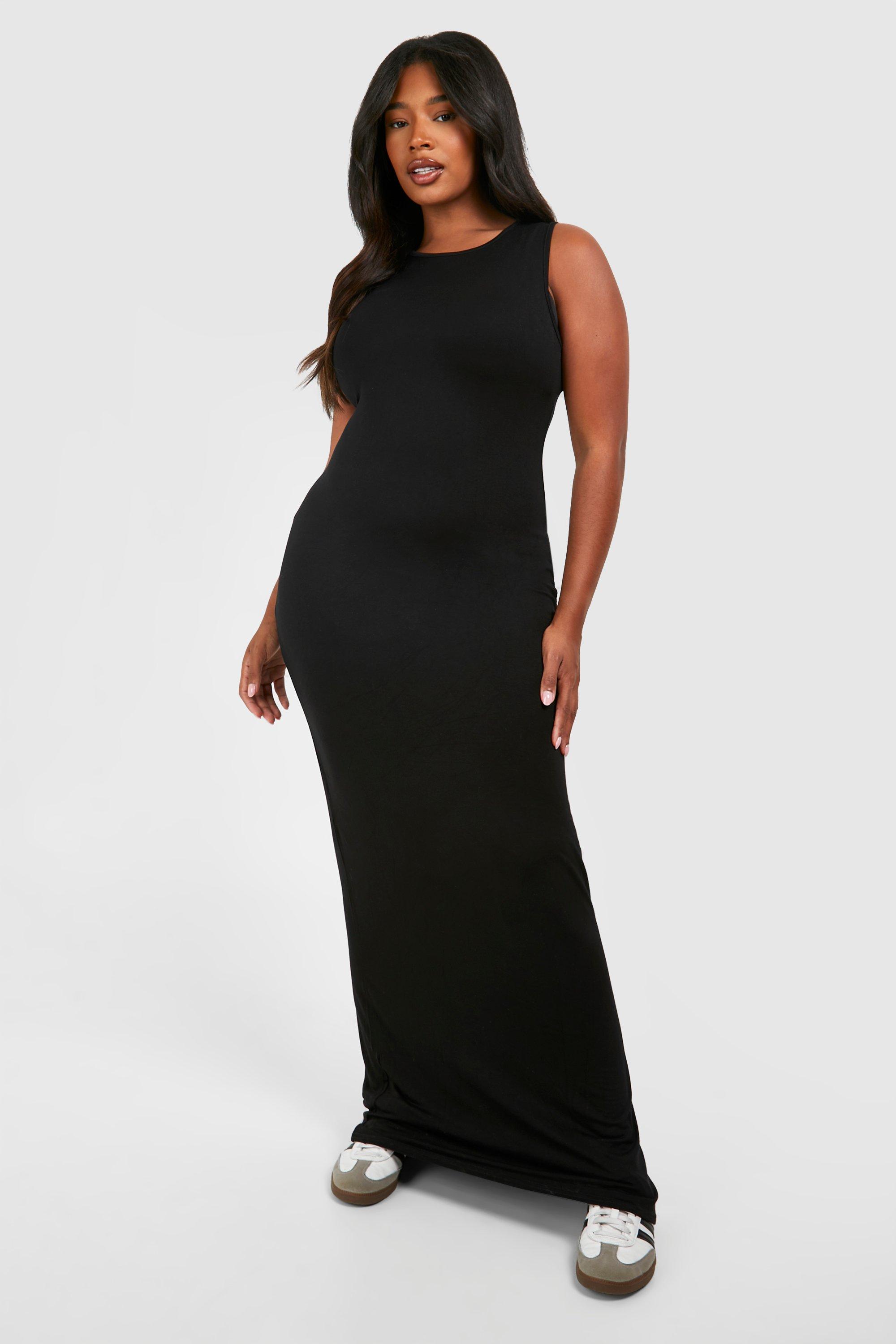 Plus Racer Neck Jersey Maxi Dress | boohoo