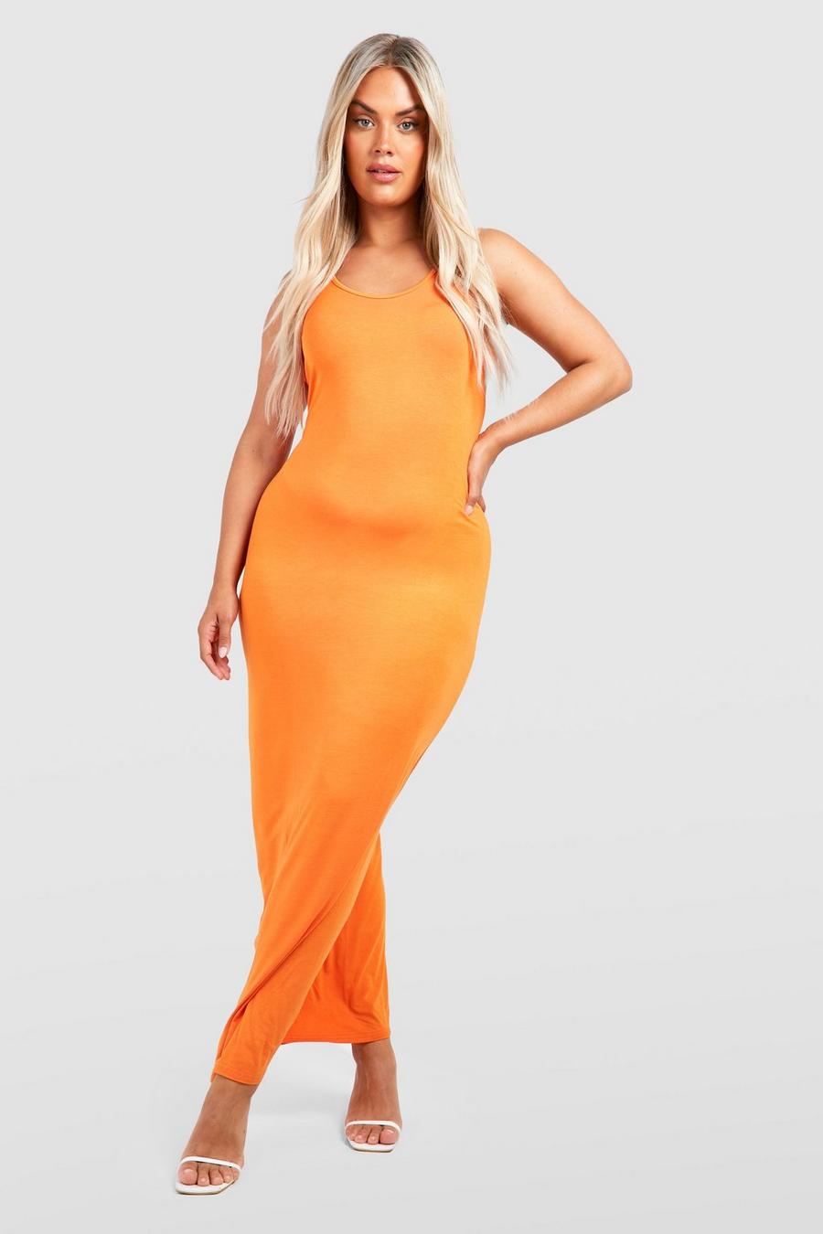 Orange Plus Basic Scoop Neck Maxi Dress