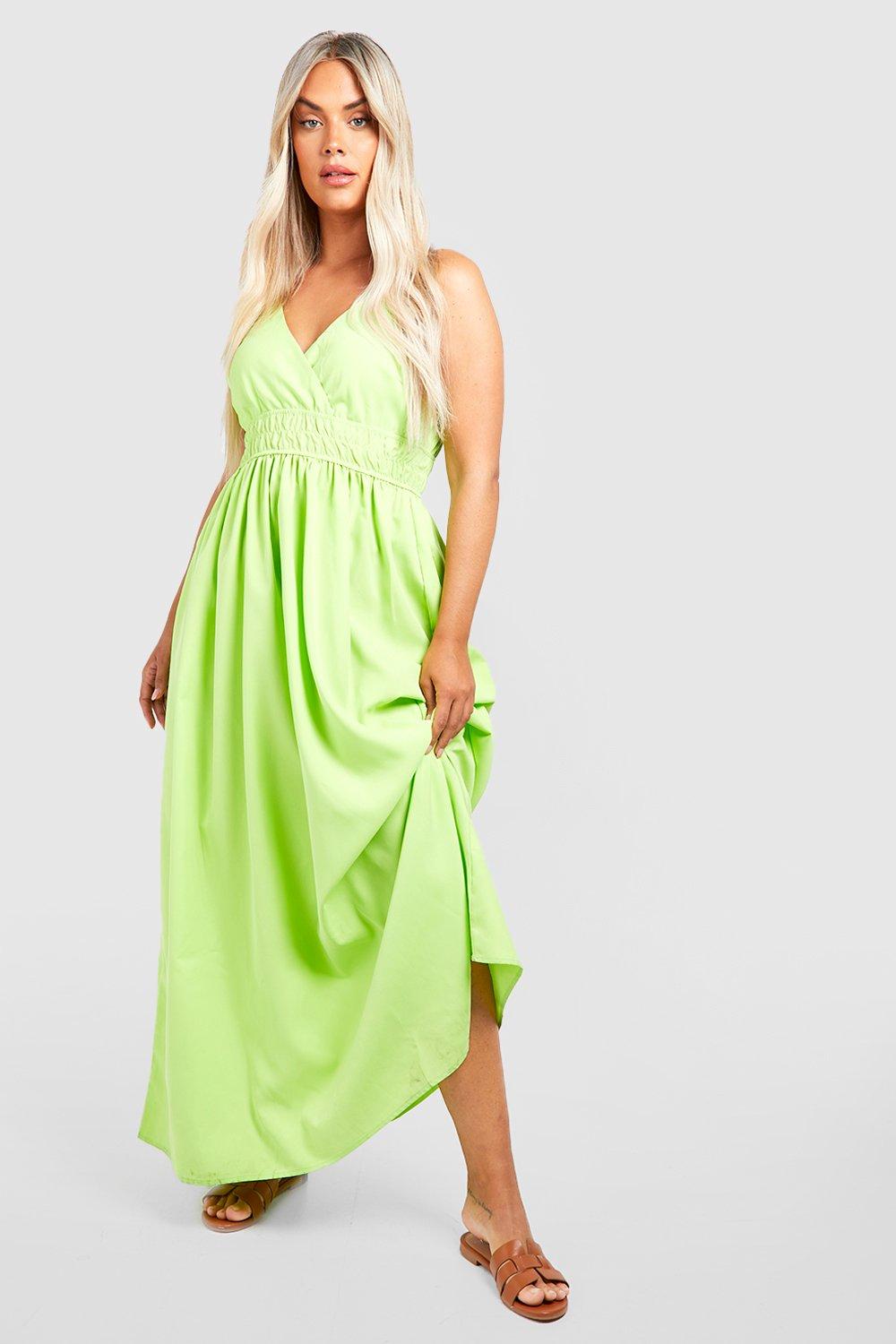 Plus Woven Shirred Waist Maxi Dress boohoo