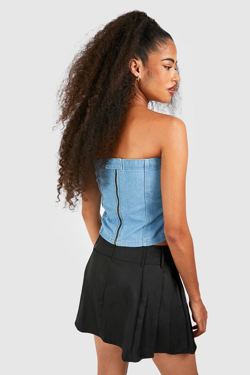 Seam Bandeau Denim Crop Top