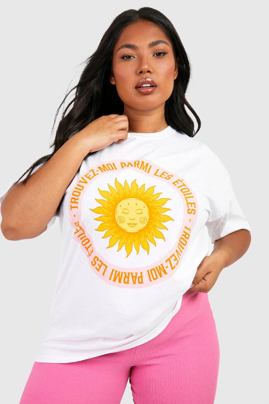 White Plus Mystic Sun T-shirt med tryck image number 1
