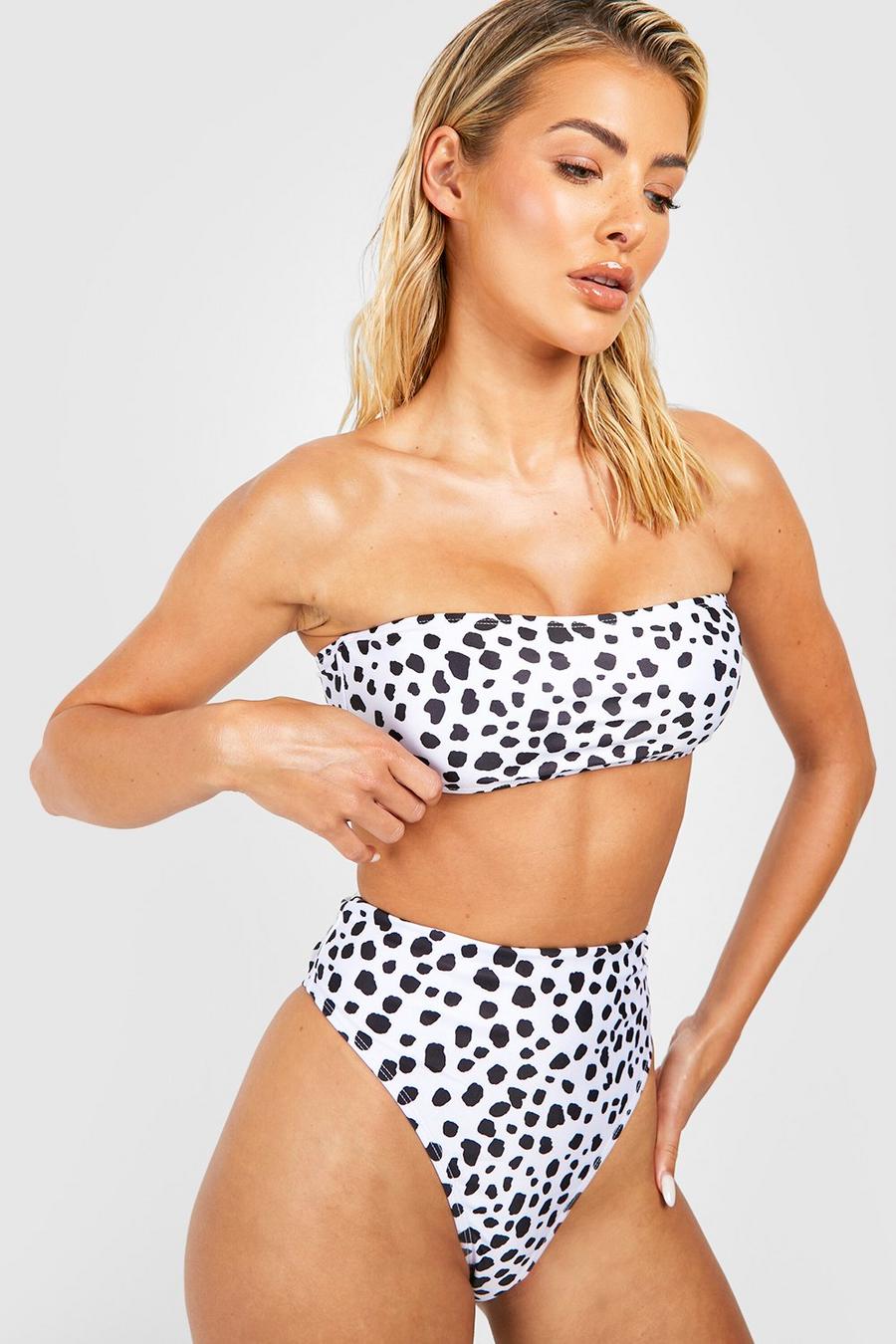White Dalmatian High Waisted Bikini Brief