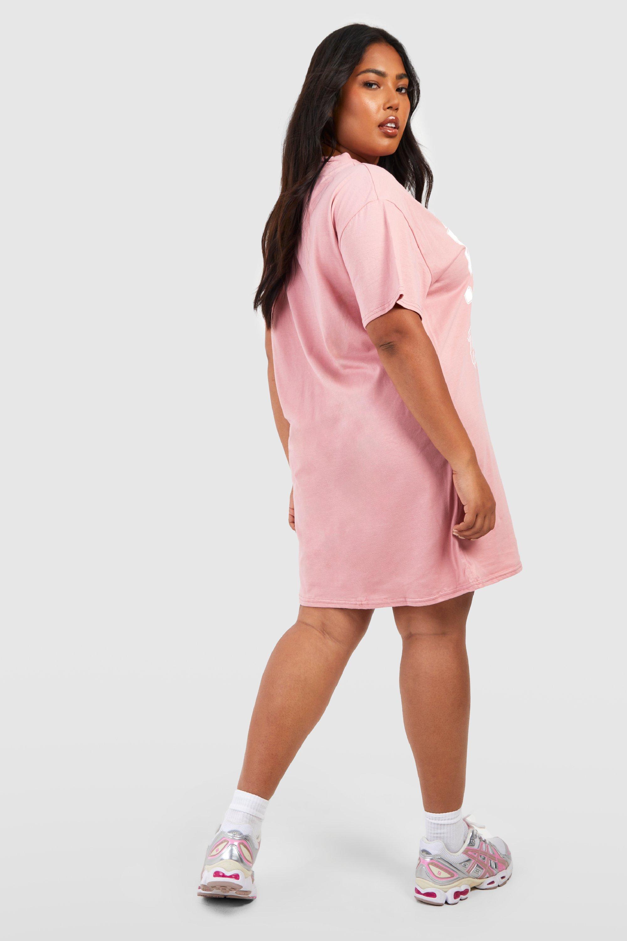 Plus size pink hot sale t shirt dress