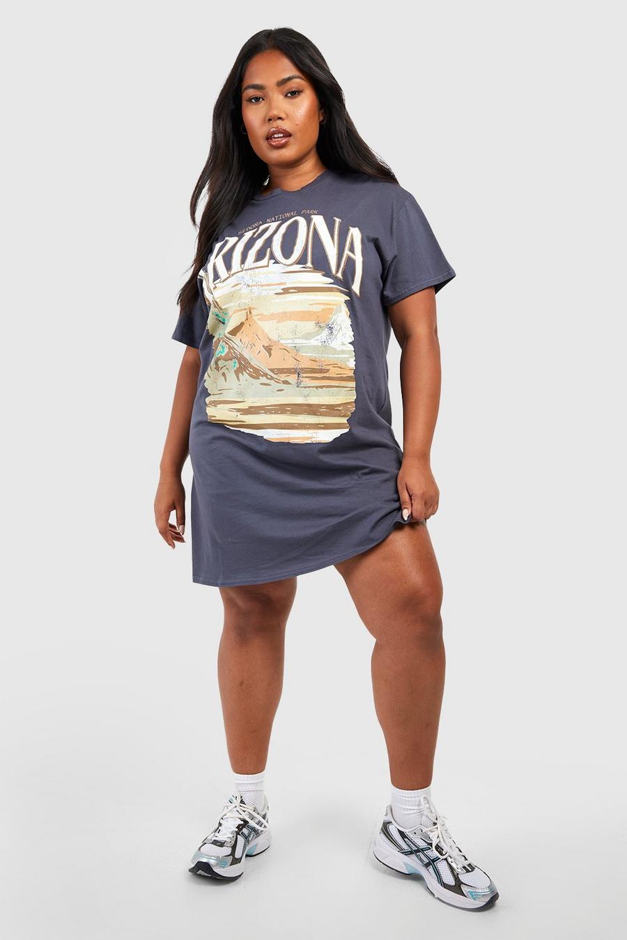 Plus T-Shirt-Kleid mit Arizona-Print, Grey