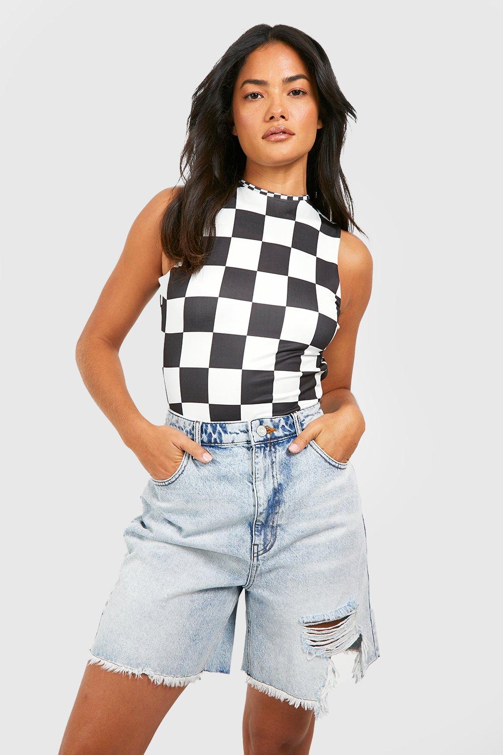 Checkerboard bodysuit cheap