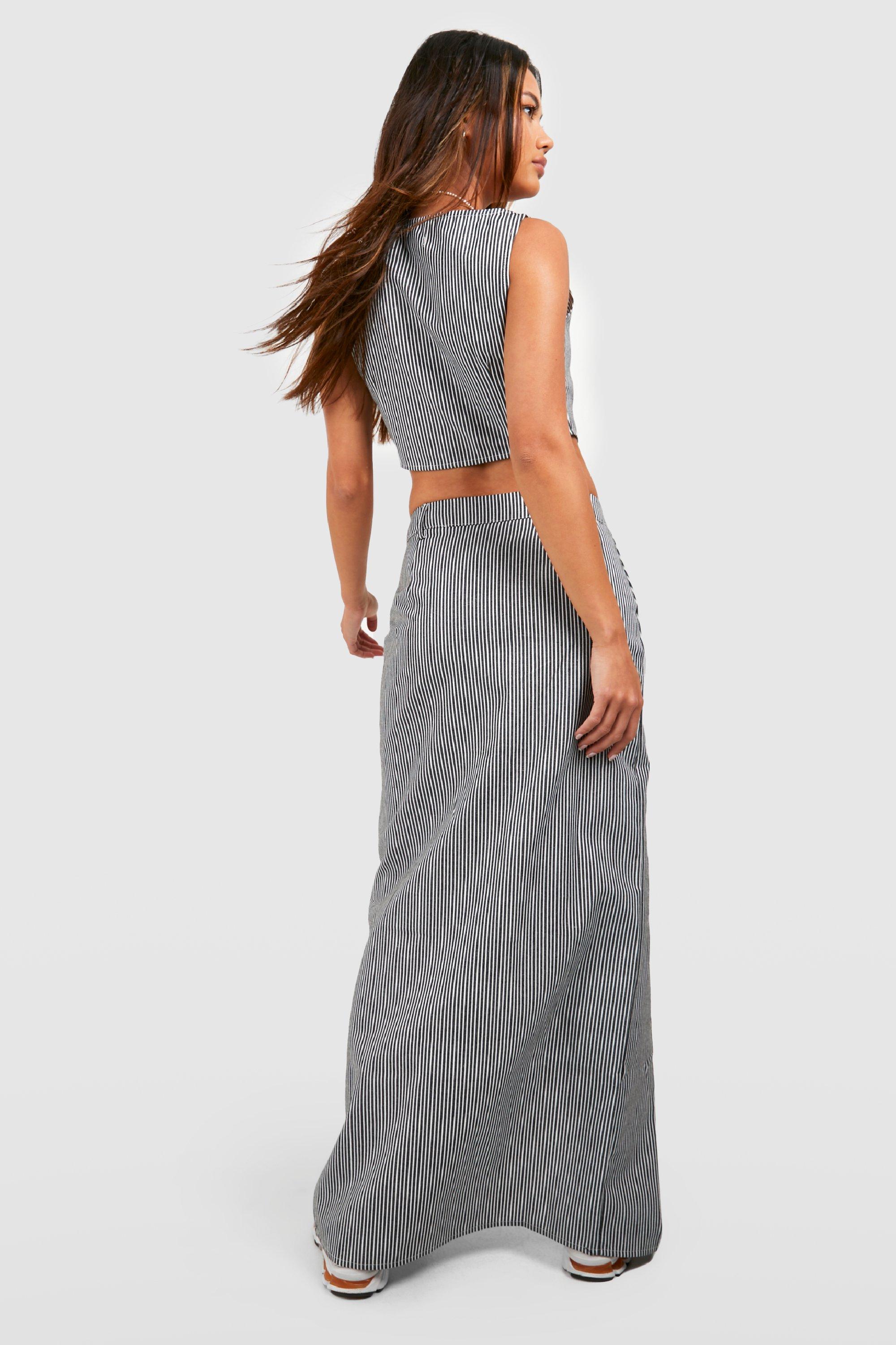 Cotton chambray maxi clearance skirt