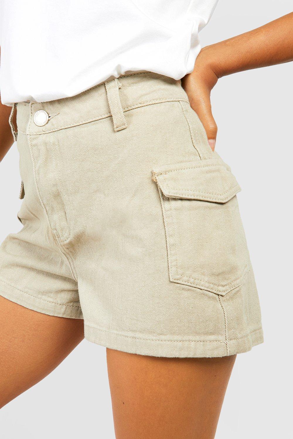 Green hot sale denim shorts