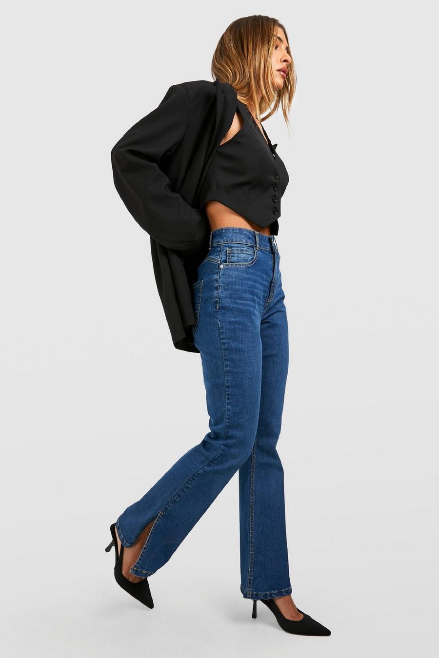 Jeans a zampa Stretch modellanti sul retro con spacco sul fondo image number 1