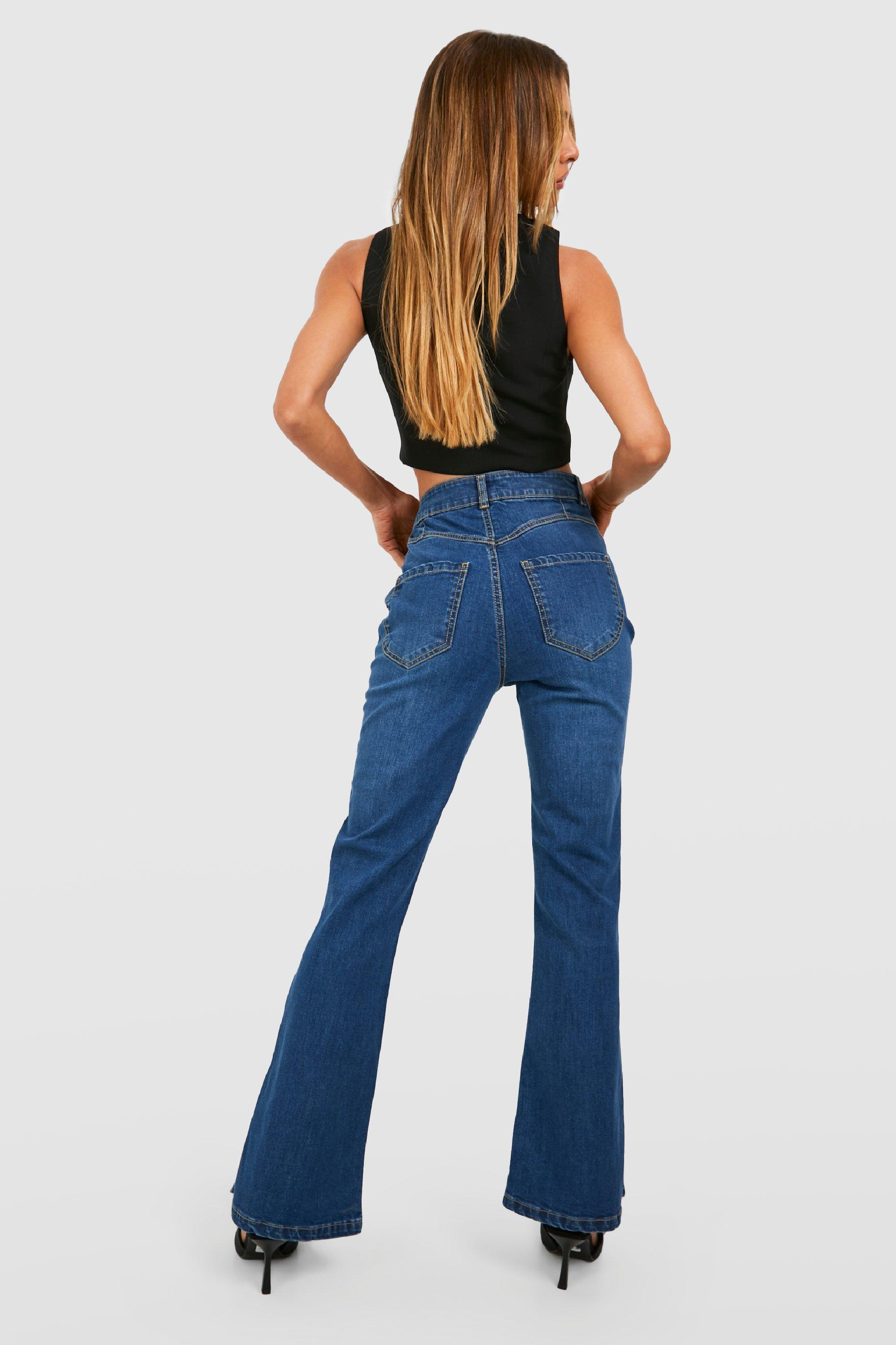 Stretchy bell hot sale bottom jeans